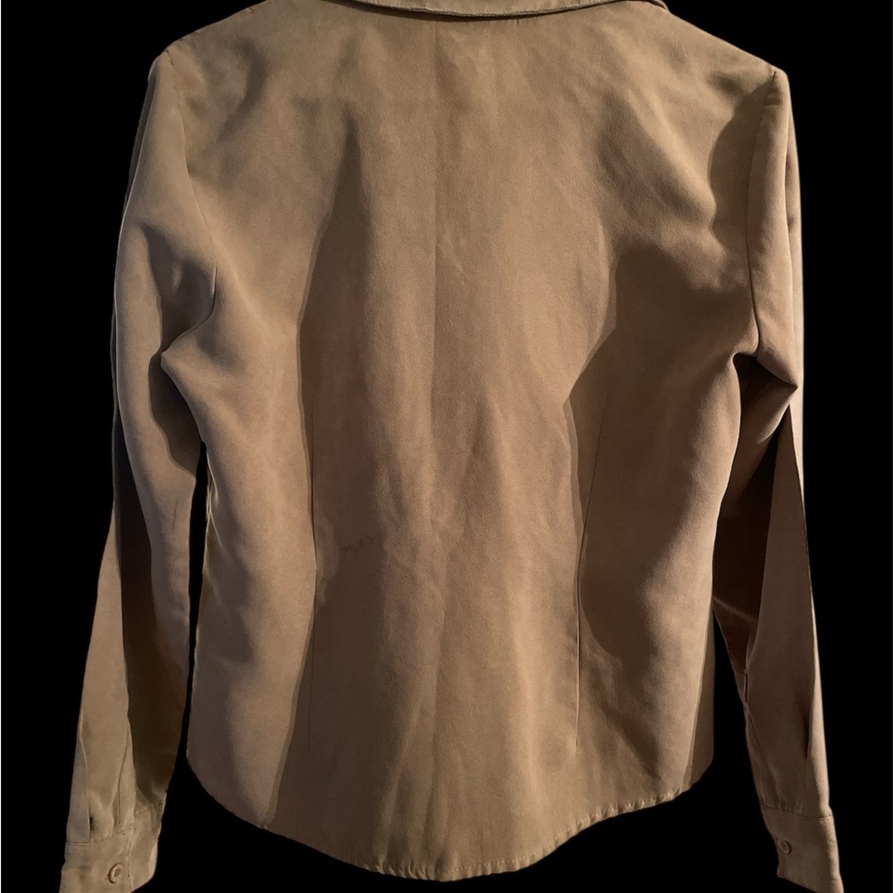Baxter & Wells Suede Tan Women's Button-Up Shirt - Picture 3 of 5